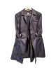  【二手精品9.9新】Prada 經典黑色尼龍中長版風衣外套(肩36胸45長87袖長45)編號S515