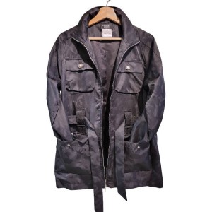 【二手精品9.9新】香奈兒（CHANEL)的黑色機能風防風外套中長版夾克(肩42胸54長74袖長60)編號S517