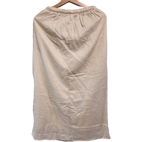 【二手精品9.9新】LOEWE(羅意威)的亞麻抽繩長裙半身裙(腰34臀50長87 )編號S518