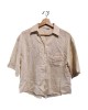 【二手精品9.9新】 LOEWE（羅威）的鏤空刺繡 Anagram 徽標亞麻棉質短袖襯衫(落肩50胸56長64袖長30 )編號S519