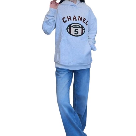 【二手精品9.9新】香奈兒（CHANEL） 推出的經典美式復古運動風格連帽衛衣(落肩60胸60長68袖長56)編號S521