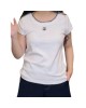 【二手精品9.9新】 CHANEL(香奈兒) Uniform 圓領黑邊刺繡雙 C Logo 短袖 T 恤(肩36胸48長56)編號S523