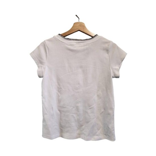 【二手精品9.9新】 CHANEL(香奈兒) Uniform 圓領黑邊刺繡雙 C Logo 短袖 T 恤(肩36胸48長56)編號S523