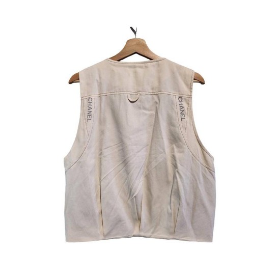 【二手精品9.9新】 Chanel（香奈兒）Uniform 系列工裝拉鍊口袋背心(肩38胸58長53)編號S525