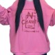 【二手精品9.9新】 Chanel（香奈兒）粉色塗鴉風圓領長袖大學T（衛衣）(落肩76胸70長73袖長58)編號S526